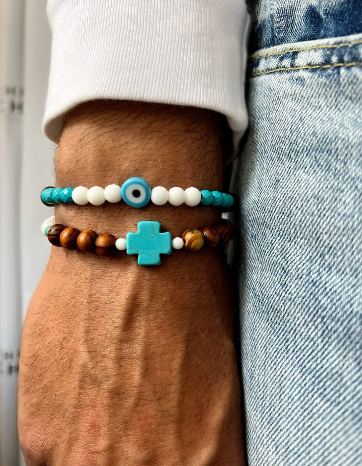 Wholesale black frosted wear copper with zirconium diamond ball flying saucer long bracelet set